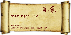 Metzinger Zia névjegykártya